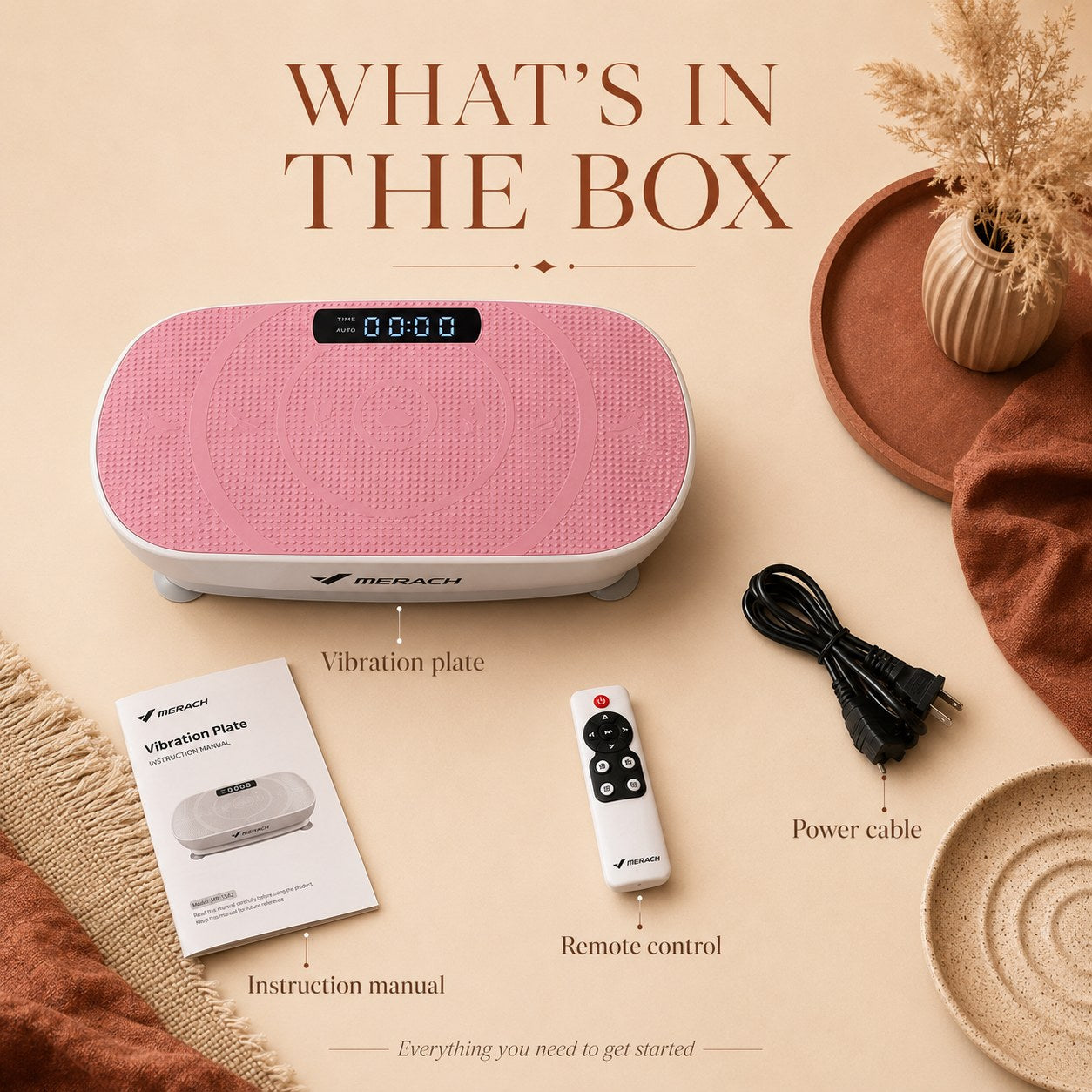 Merach Vibration Plate — what's in the box