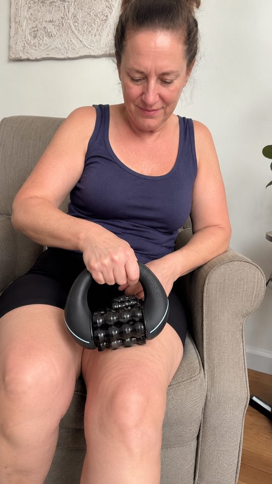 Happy LumiFit customer using the vibration board