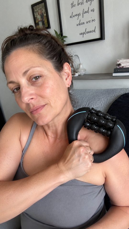 Happy LumiFit customer using the vibration board